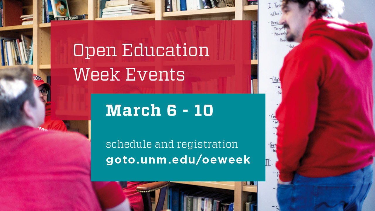 banner that says Open Education Week Events March 6-10