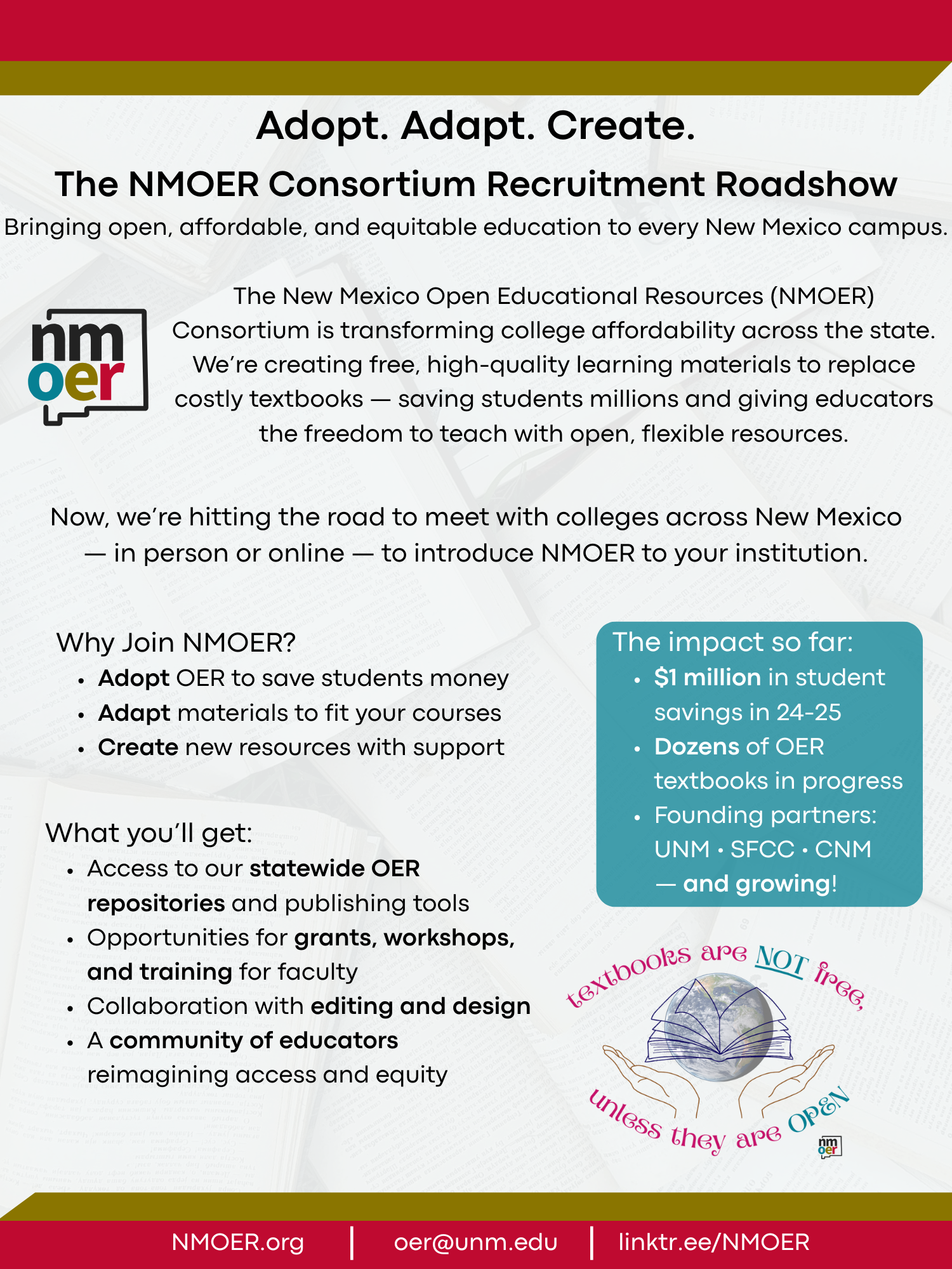 this flyer is to tell institutions that we would like to talk to about joining the NMOER consortium