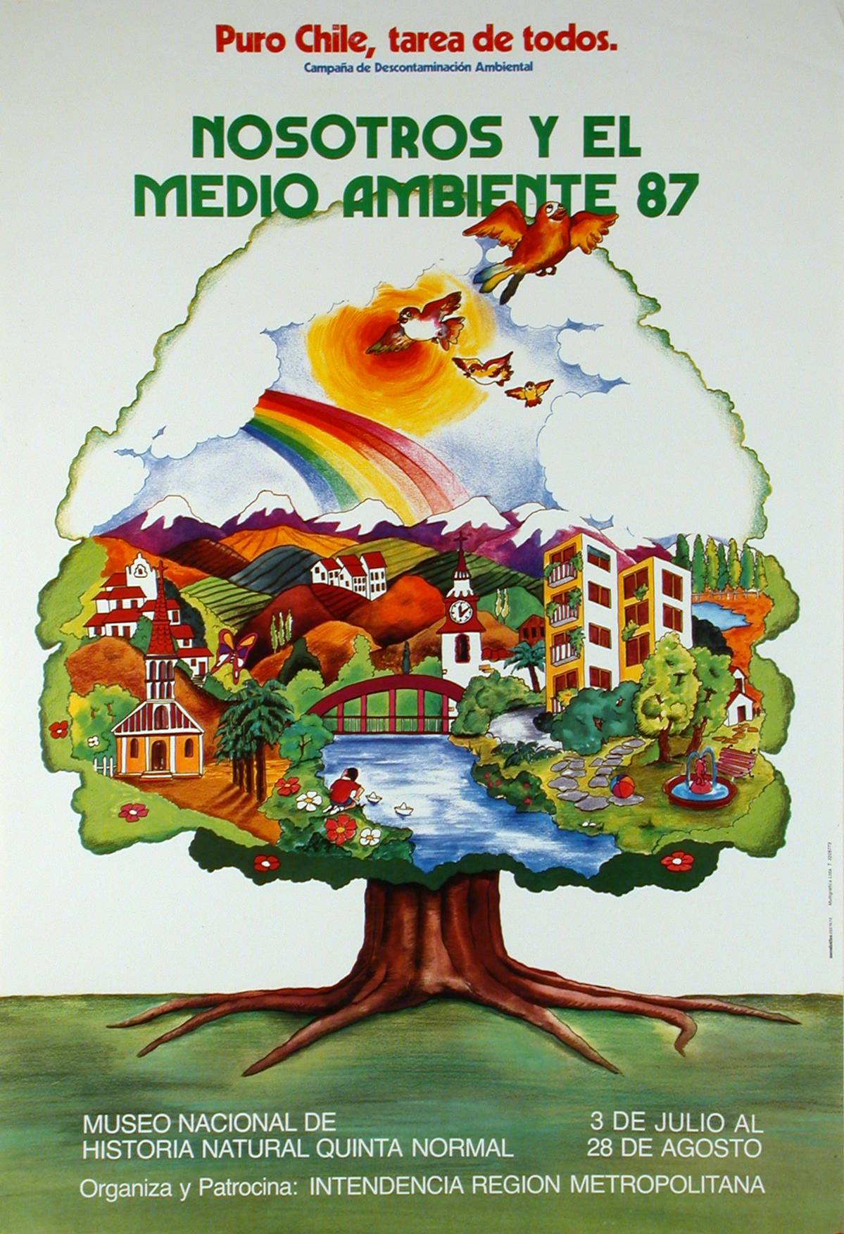 Image of a tree and inside the tree are images of a healthy environment, including a rainbow, white clouds, a healthy river, some countryside imagery, and buildings.